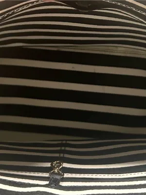 kate spade New York Black & Cream Striped Tote with Mint Base thumbnail 10