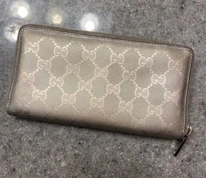 Gucci Imprime Bronze Metallic Monogram Wallet AUTHENTIC thumbnail 1