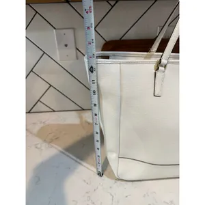 Coach City Saffiano White Leather Large East/West Tote gold hardware minimalist thumbnail 13