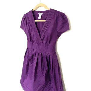 VTG Y2K dELiA*s Purple Short Sleeve Cotton Blend V Neck Belted Dress Sz M thumbnail 9