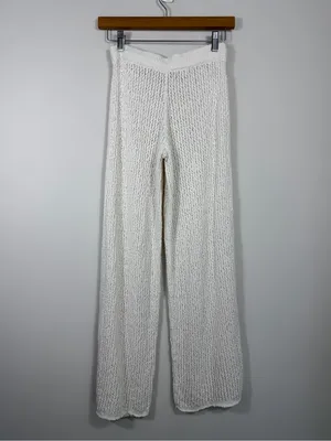 Abercrombie & Fitch XXS Cream Crochet Knit Wide Leg Beach Pants thumbnail 2