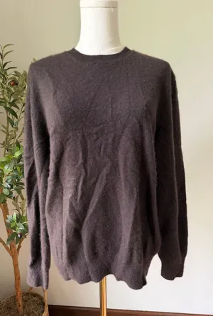 Cashmere Sweater 100% Brown Quiet Luxury Crewneck Lands' End Medium thumbnail 1