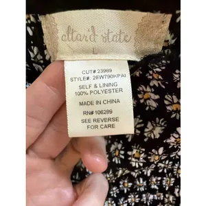 Altar'd State Ruched Sunflower Dress Sz L Puff Sleeve Y2K Vibes Black Mini thumbnail 2