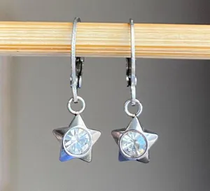 Handmade funky grunge y2k simple mini stainless star earrings 🌙 thumbnail 2