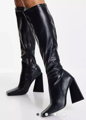Public Desire Peggy flare heel knee boots thumbnail 1