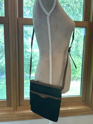 Ralph Lauren RLL Black Equestrian Jacquard Crossbody Bag Brown Leather Trim thumbnail 2