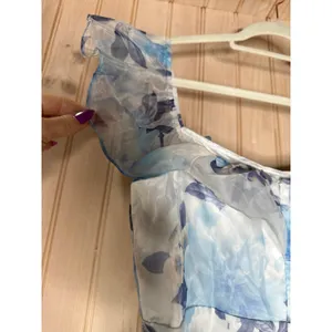 NWT Lulus Sweet Composure White Floral Organza Off-the-Shoulder Midi Dress XXL thumbnail 7