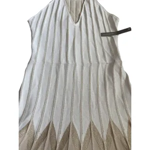 Anthropologie Pleated Drop-Waist Knit Midi Dress Ivory Size Large thumbnail 13