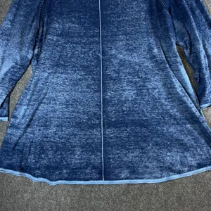 Habitat Clothes To Live In Blue Burnout Cotton V-Neck Top 3/4 Sleeve L Boho thumbnail 14