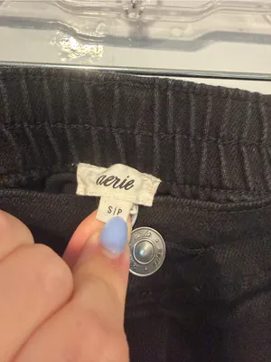 Black Distressed‎ Aerie Denim Shorts thumbnail 2