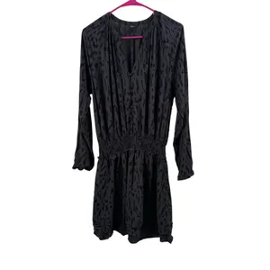 Rails Dress SZ Large Jasmine Ash Cheetah Animal Smock Waist Long Sleeve Button thumbnail 5