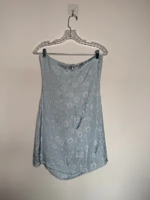 Princess Polly Baby blue Silk Strapless Mini Dress Floral Print thumbnail 3