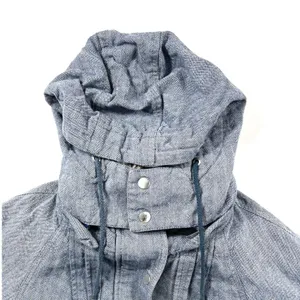 Free People Y2K Blue Herringbone Parka Jacket Size 6 Cotton Vintage Fall thumbnail 3
