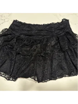 NEW Milumia Y2K Lace Layered Mini Skirt Shorts Ruched Mesh Ruffle S thumbnail 2
