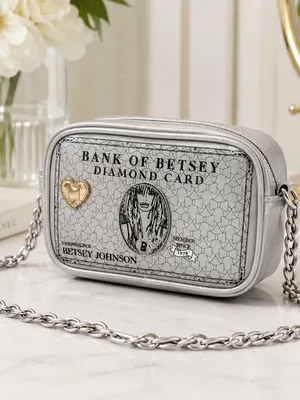 Betsey Johnson Bank of Betsey Diamond Card Crossbody Bag Silver NWT thumbnail 3