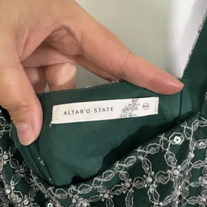 Altar’d State Women’s Green Beaded Mateo Mini Dress Square Neck XXL Homecoming thumbnail 11