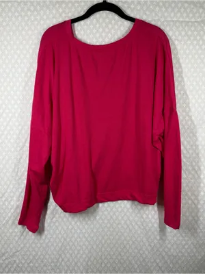 Anthropologie Bright Pink V Neck Dolman Sleeve Boxy Top thumbnail 7