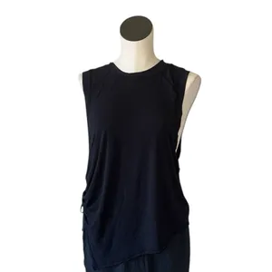 NWOT Free People Movement Black Tank Top Side Ruched Detail Medium Relax Fit thumbnail 3