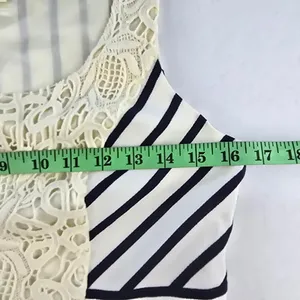 Maeve Anthropologie‎ Striped Lace Bib Fit Flare Dress Black White Size 6 thumbnail 8