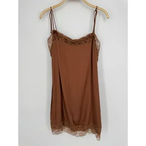 Aerie‎ Satin Lace Trim Slip Dress XL Brown Coquette Cottagecore Boho Feminine thumbnail 2