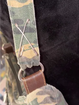 Vintage Y2K 2000’s Camouflage Canvas Shoulder Bag with junk pins thumbnail 4