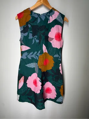 Anthropologie Floral‎ Linen Blend Shift Dress Artsy Botanical Boho Lagenlook PM thumbnail 7