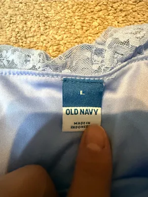 Old Navy Light Blue Lace Tiered Spaghetti Strap Crop Tank Top Size L thumbnail 3