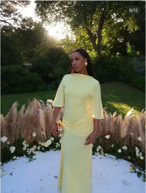 Zara Elegant Butter Yellow Gown - Floor-Length Formal Dress thumbnail 5