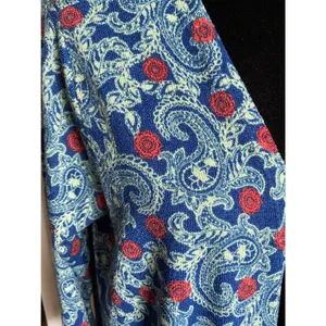 LuLaRoe Womens Duster Size Large Sarah Blue‎ Yellow Orange Paisley Knit Long NEW thumbnail 5