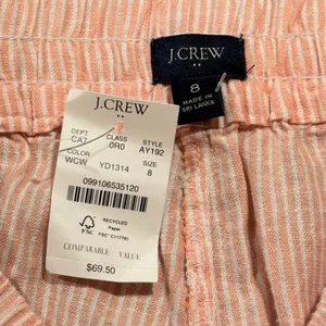 NWT J Crew Linen Blend Pants Striped Pull On Lightweight Crop Beach Summer 8 thumbnail 3