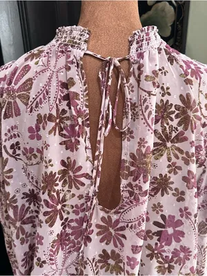 Free People Clarissa Printed Top – Lilac Grey Combo – Size Medium thumbnail 10