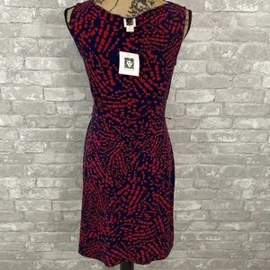 Ann Klein Red Spotted Faux Wrap Dress thumbnail 4