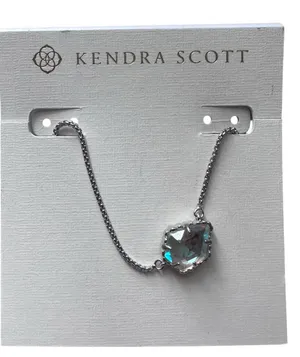 Kendra Scott Tess Silver Pendant Necklace In Dichroic Glass NWT thumbnail 1