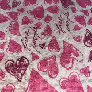 Free People‎ Heart Print Reusable Tote Bag Pink White One Size thumbnail 3