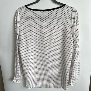 LOFT White and Purple Long Sleeve Blouse thumbnail 7