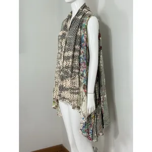 Women’s Floral Patchwork Kimono Duster Vest Cover Up Boho Hippie Size L/XL NWT thumbnail 2