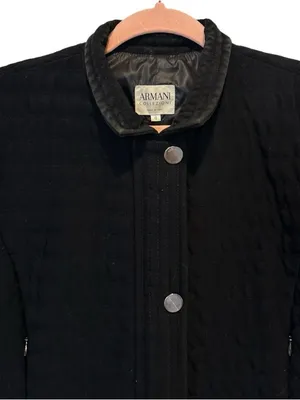 Armani Collezioni Black Quilted Jacket 90s Minimalist Size 12 Large thumbnail 5