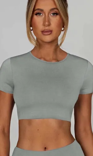 Babyboo Going Out Casual Gray Top Steel Color thumbnail 1