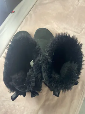 UGG Bailey Bow II Black Two Back Bow Size 9 Boots Australia Sheepskin Lined thumbnail 5