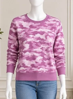 Tek Gear Womens Sweatshirt Pink Camouflage Ultrasoft Fleece Size Small thumbnail 1