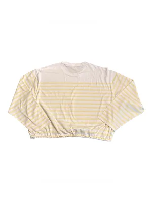 Madewell women’s The Perfect Tie-Waist Tee Jersey yellow white stripe Size L NWT thumbnail 5