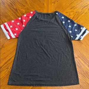 4th of July Fourth USA America Patriotic Heart Tee Gray Red White Blue thumbnail 2