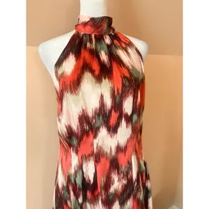 Banana Republic Halter Midi Dress Womens 6 Orange‎ Green New Abstract Ikat Print thumbnail 7