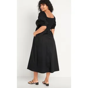 Old Navy Fit & Flare Off-the-Shoulder Cotton-Poplin Smocked Maxi Dress Size XL thumbnail 2