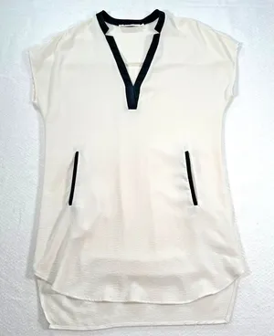 ASTR The Label Mini Dress Women's Small Black White V-Neck Dolman Sleeve Shift thumbnail 1