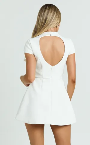 New Showpo Savanna High Neck Cap Sleeve Mini Dress Size Small MSRP $109 thumbnail 4