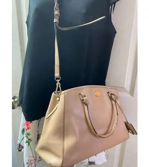 coach medium w adjustable strap tan leather cross thumbnail 5