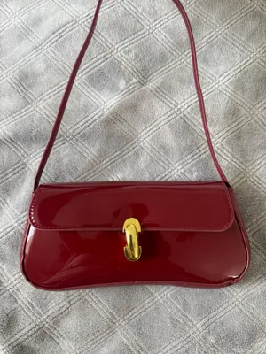 Red/burgundy glossy shoulder bag Red thumbnail 3