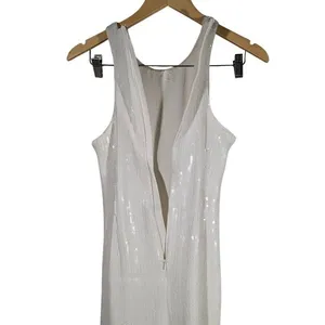 J. Crew Collection White Sequin Fringe Maxi‎ Dress Formal Evening Gown Size 2 thumbnail 7