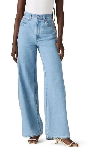 NWT Levi's Cinch Baggy Wide Leg Jeans Rain Or Shine Metallic Stripe 30x31 thumbnail 1